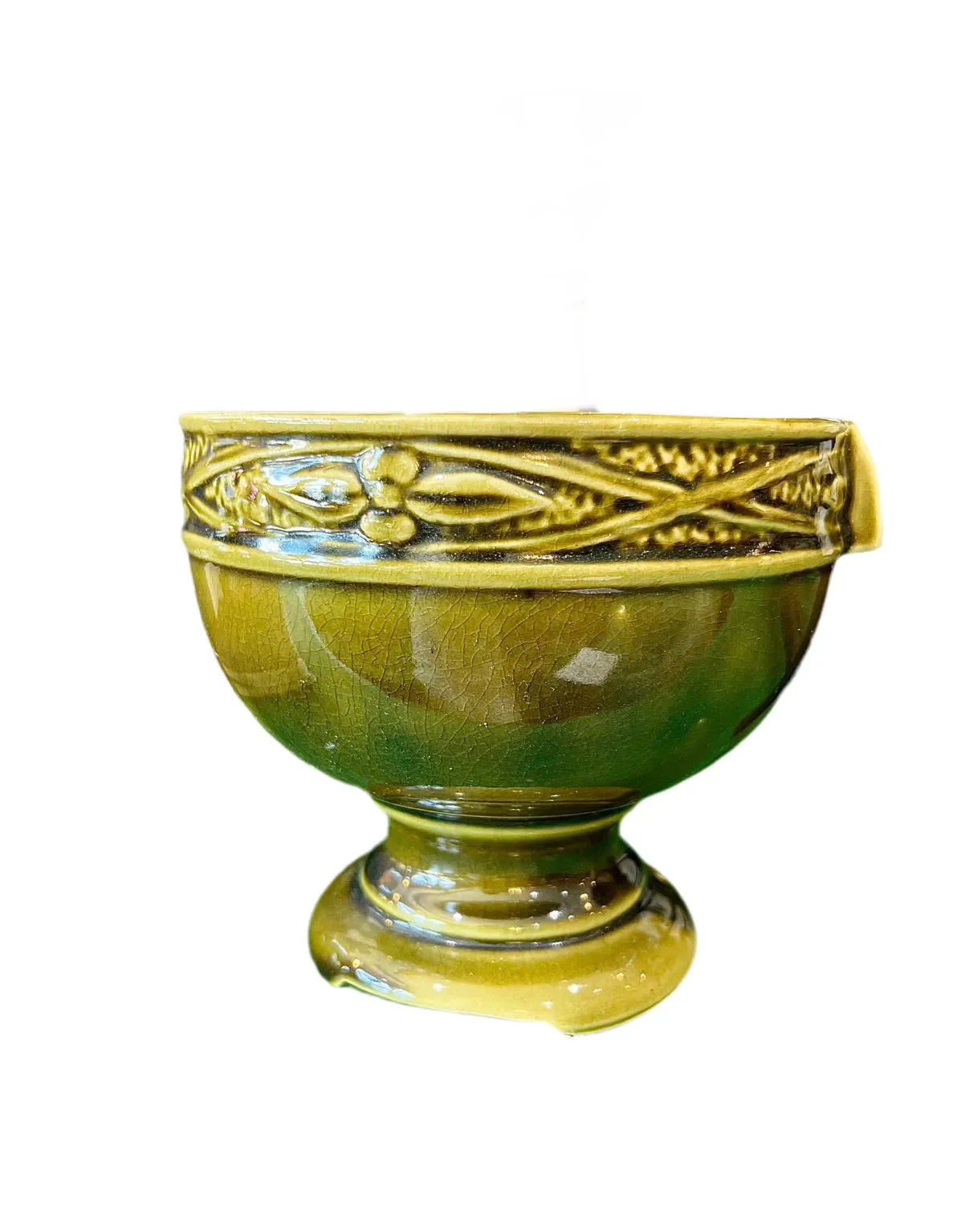 Vintage Green Bowl Vase