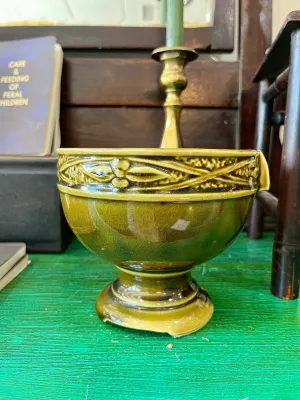 Vintage Green Bowl Vase