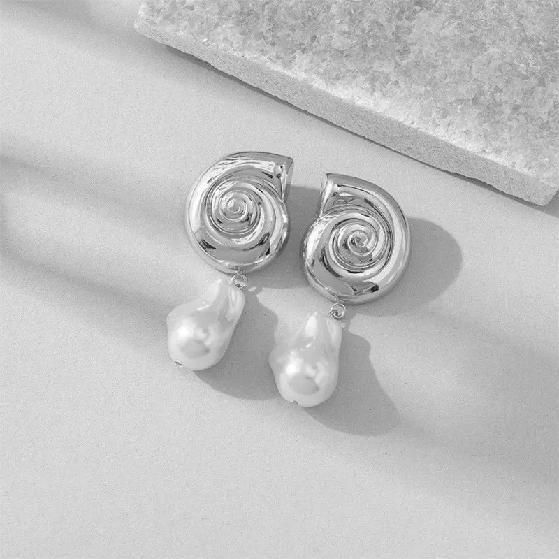 Vintage Irregular Baroque Pearl Drop Earrings