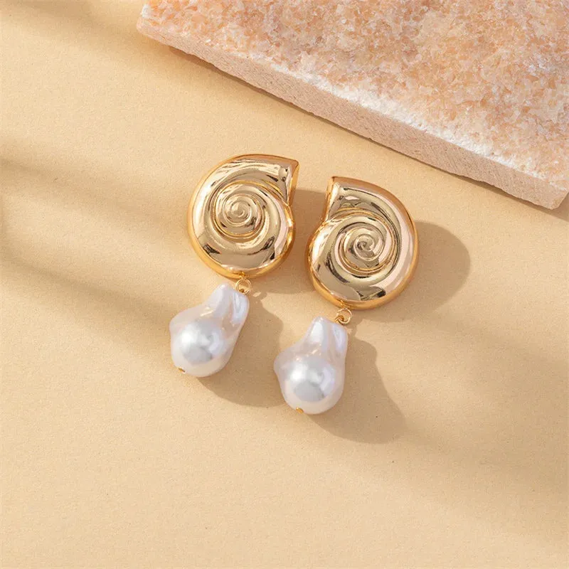 Vintage Irregular Baroque Pearl Drop Earrings