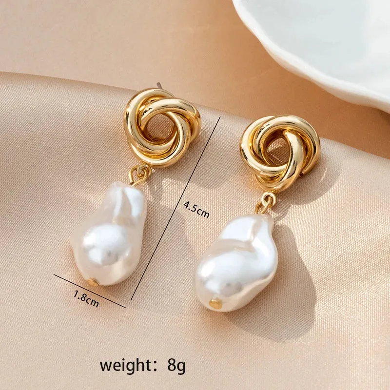 Vintage Irregular Baroque Pearl Drop Earrings