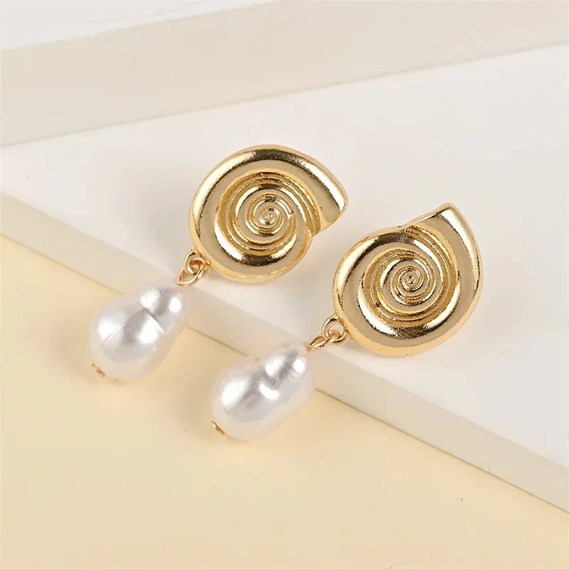 Vintage Irregular Baroque Pearl Drop Earrings