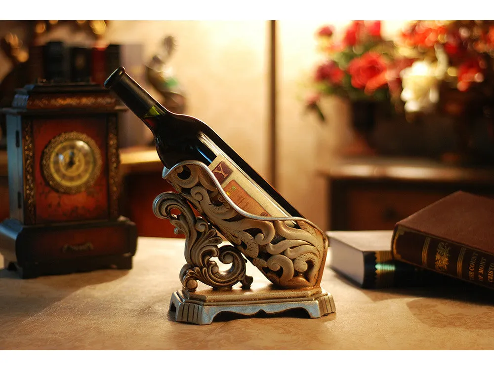 Vintage Look Silver Tone Wine Bottle Holder