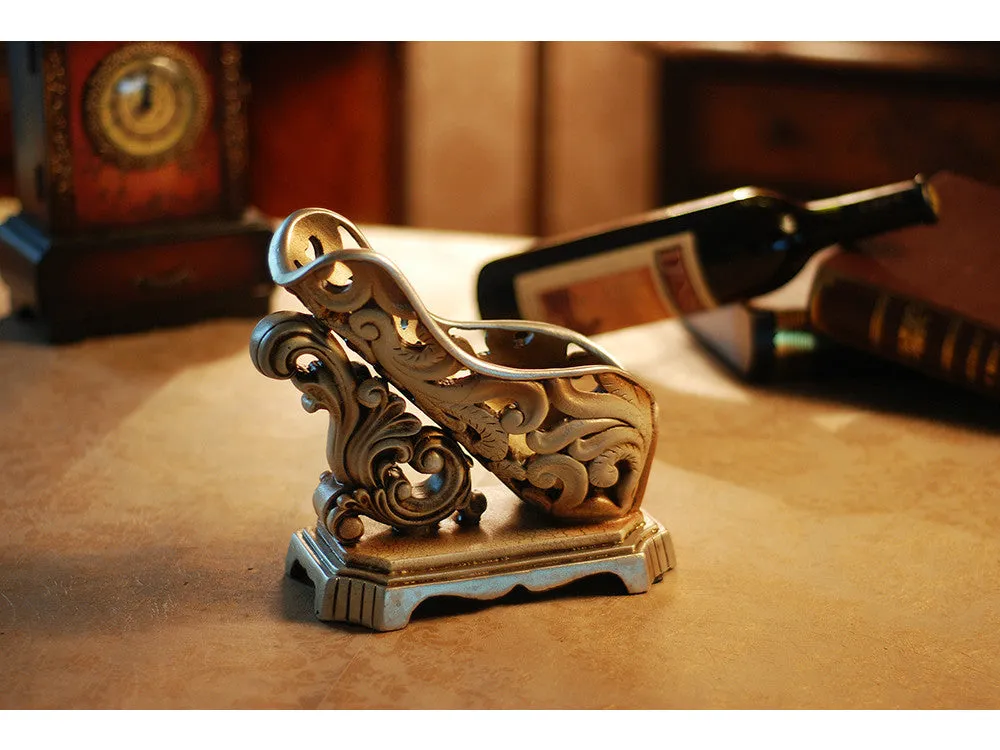 Vintage Look Silver Tone Wine Bottle Holder