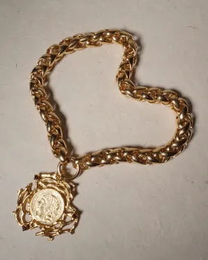 Vintage Oversized Gold Coin Pendant Necklace