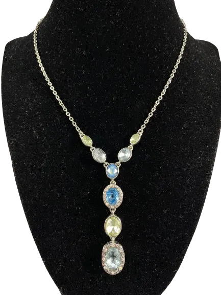 Vintage Silver Plated Blue Glass Stones Choker