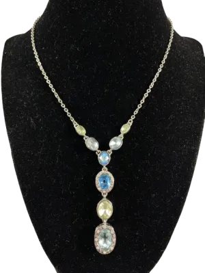 Vintage Silver Plated Blue Glass Stones Choker