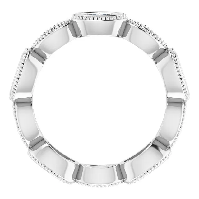 Vintage Style 1.17 ct. Oval & Round Diamond Eternity Band Milgrain Accent Wedding Ring