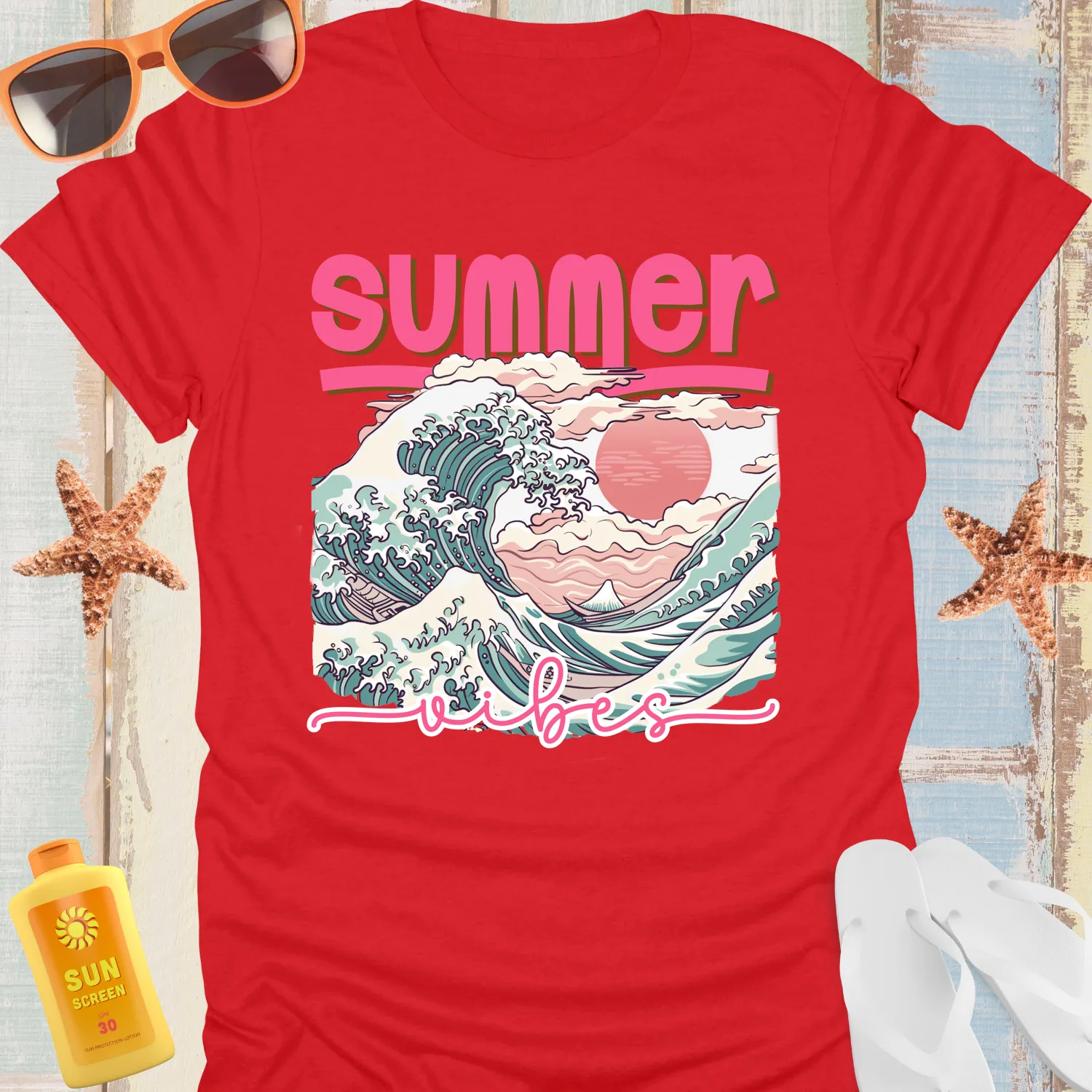 Vintage Summer Vibes T-Shirt With Retro Wave Design