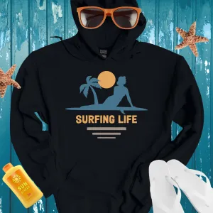 Vintage Surf Hoodie Featuring Iconic Surfing Life Design