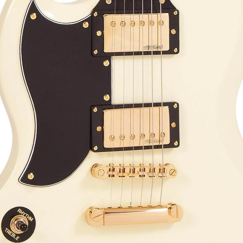 Vintage VS6 Reissued Electric Guitar ~ Left Hand Vintage White/Gold Hardware