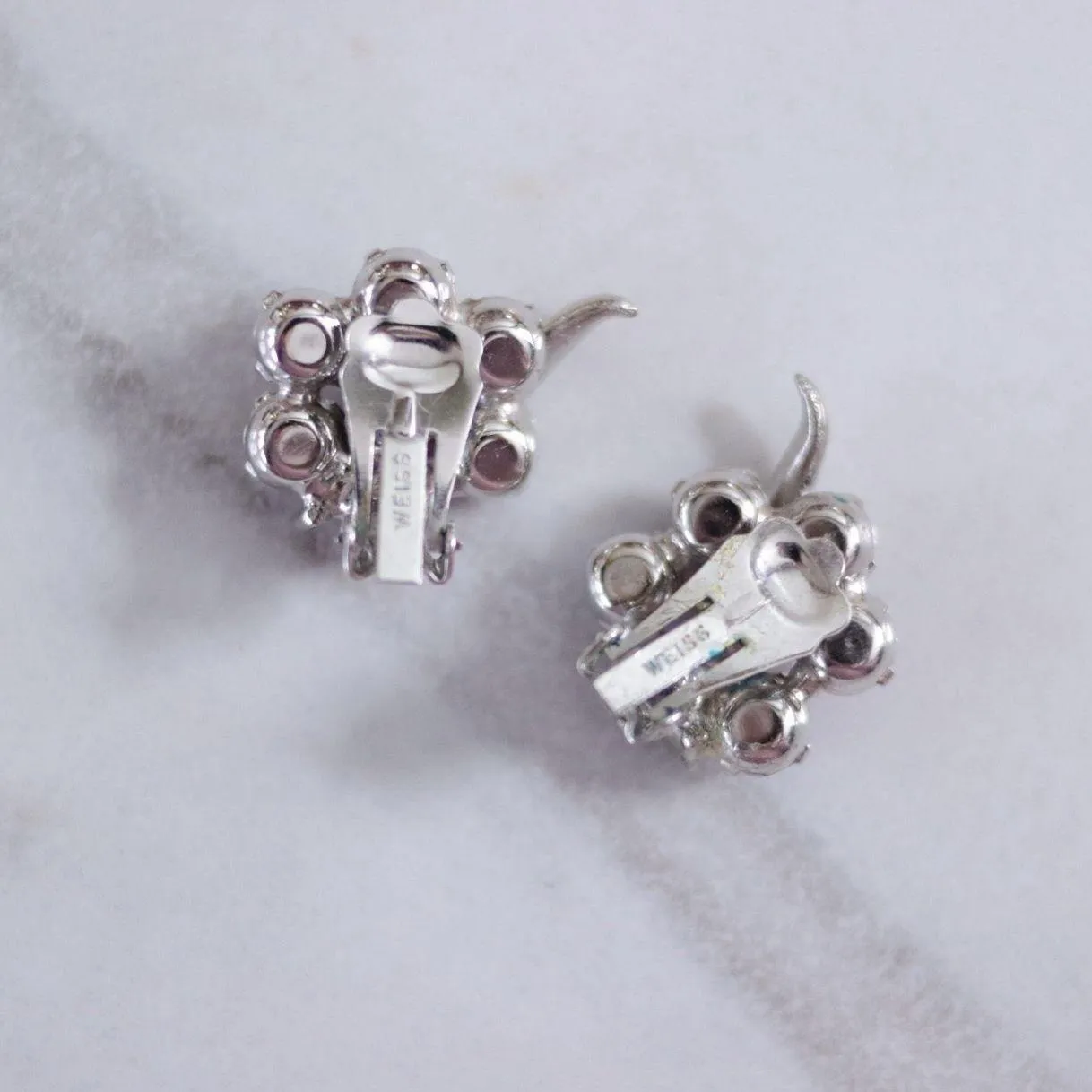 Vintage Weiss Red Rhinestone and Diamante Earrings