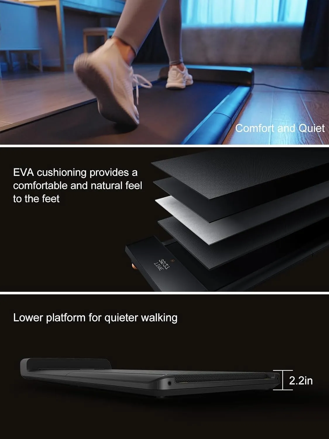 WALKINGPAD A1 Pro Walking Pad Folding Treadmill, 300 lbs Capacity Walking Pad Smart Walk Slim Foldable Exercise Fitness Equipment Under Desk Running Indoor Outdoor Gym Black
