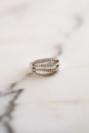 Wave Diamonique CZ Statement Band Ring