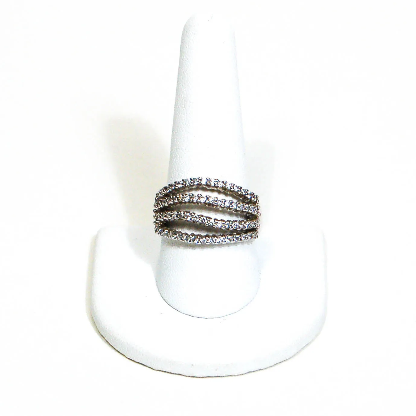 Wave Diamonique CZ Statement Band Ring