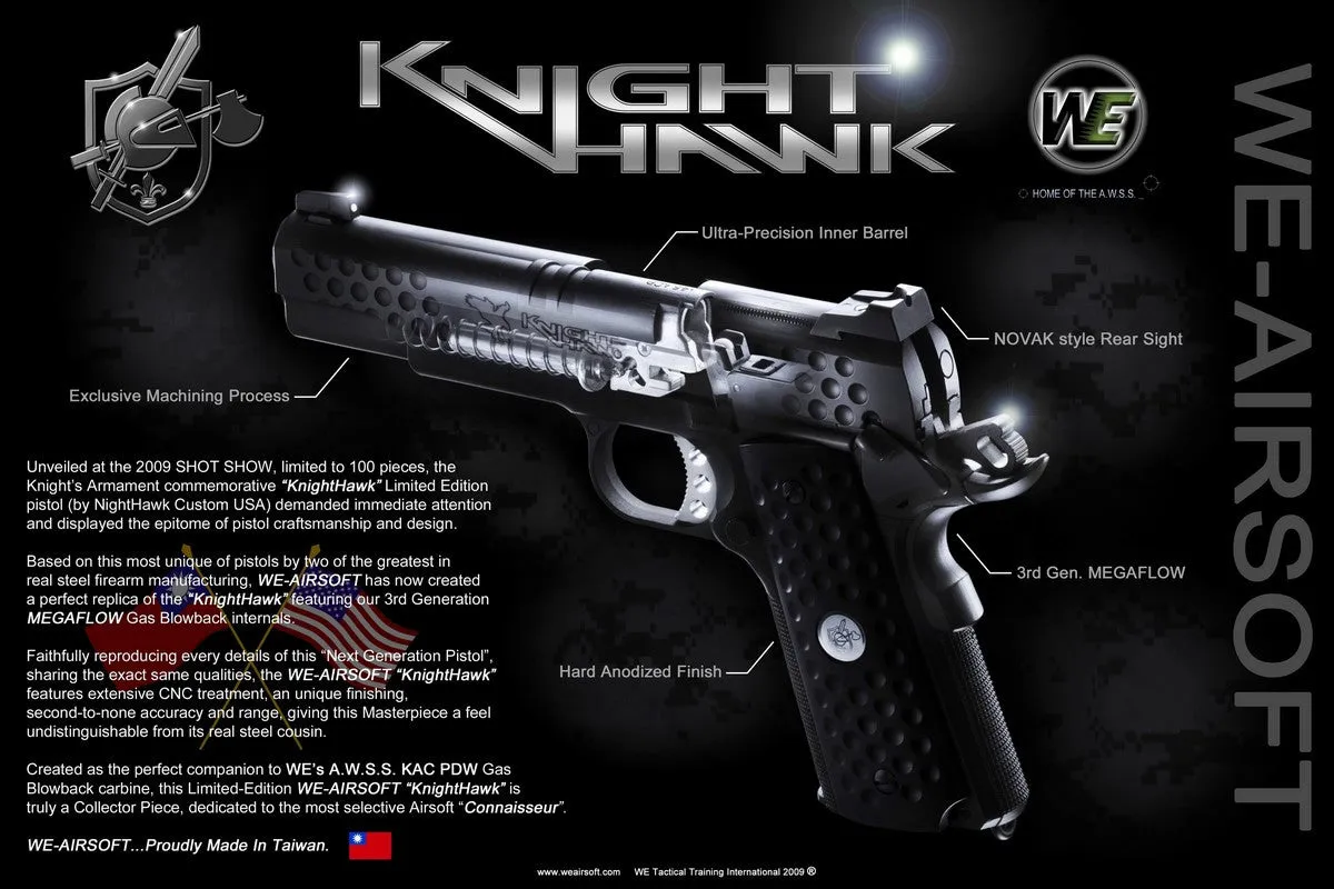 WE GBB Pistol KAC Knight Hawk - Black