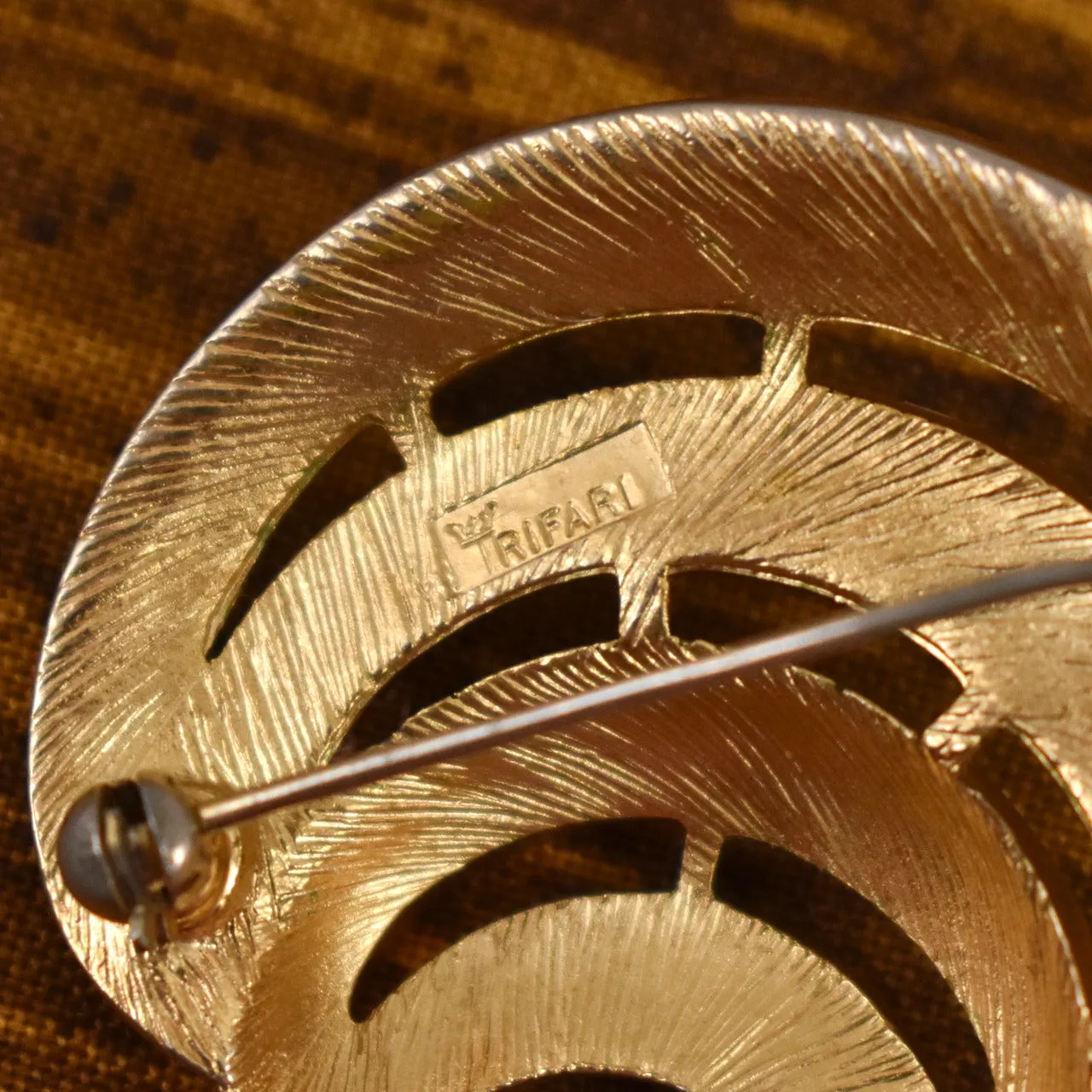 White Enamel Wave Trifari Brooch Pin