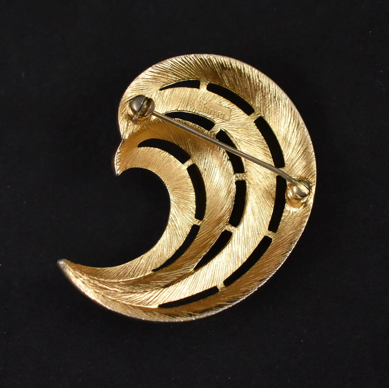 White Enamel Wave Trifari Brooch Pin