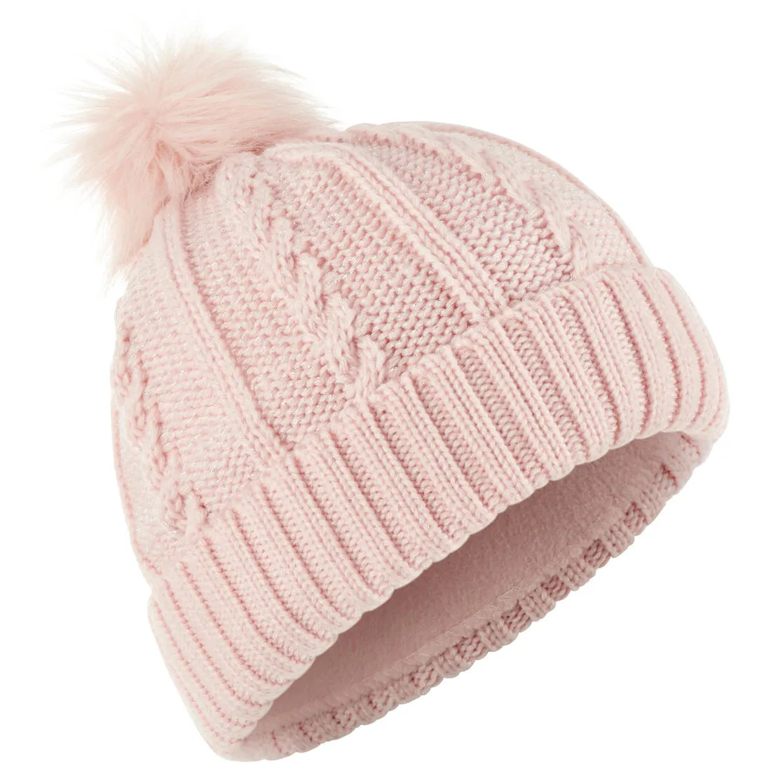 WOMEN’S CABLE-KNIT FUR WOOL SKI HAT
