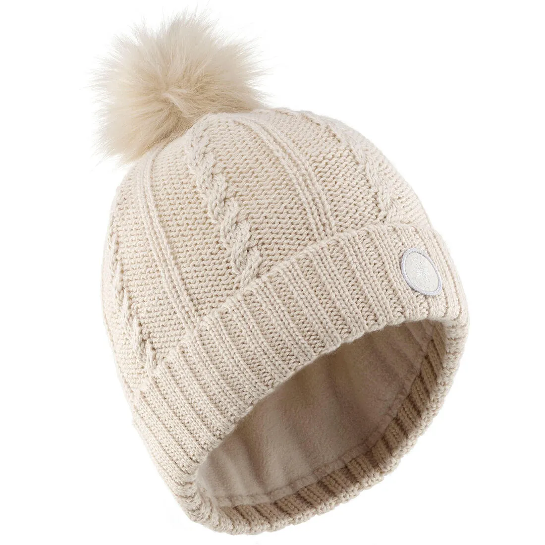 WOMEN’S CABLE-KNIT FUR WOOL SKI HAT