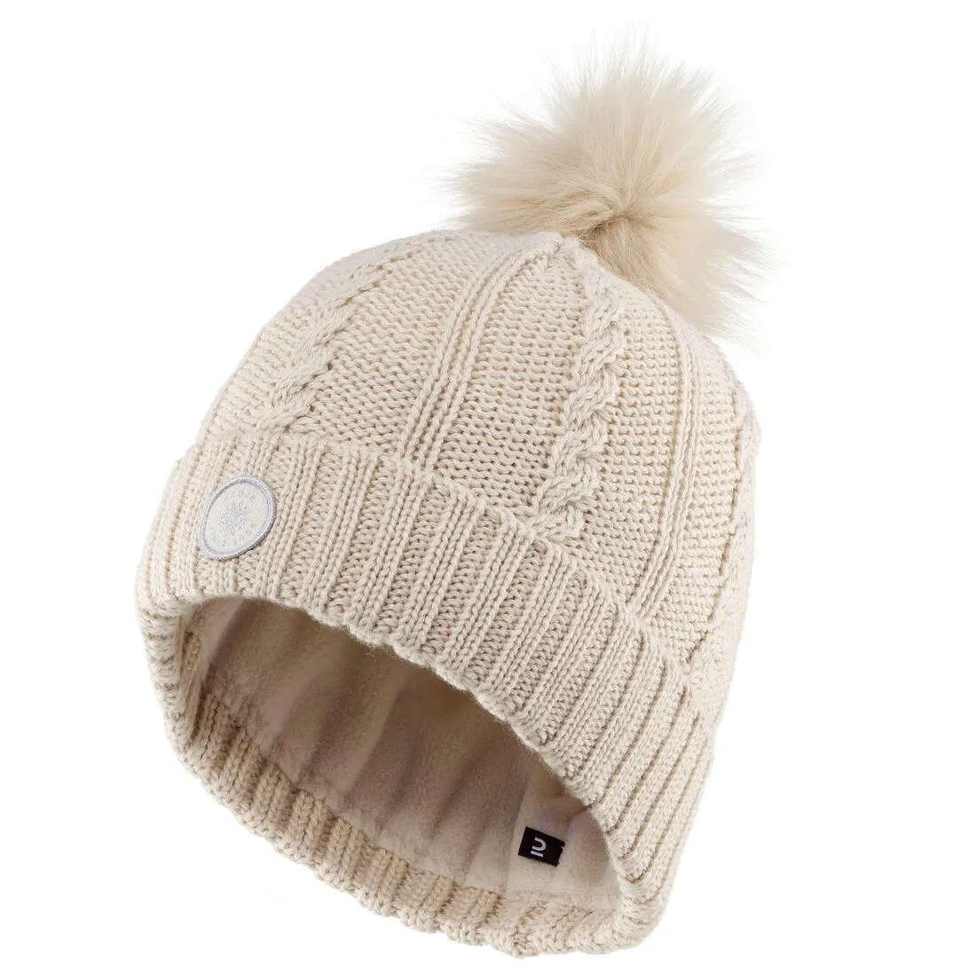 WOMEN’S CABLE-KNIT FUR WOOL SKI HAT