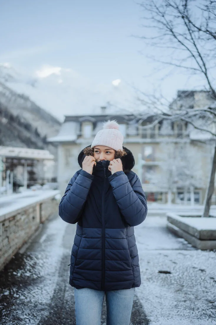 WOMEN’S CABLE-KNIT FUR WOOL SKI HAT