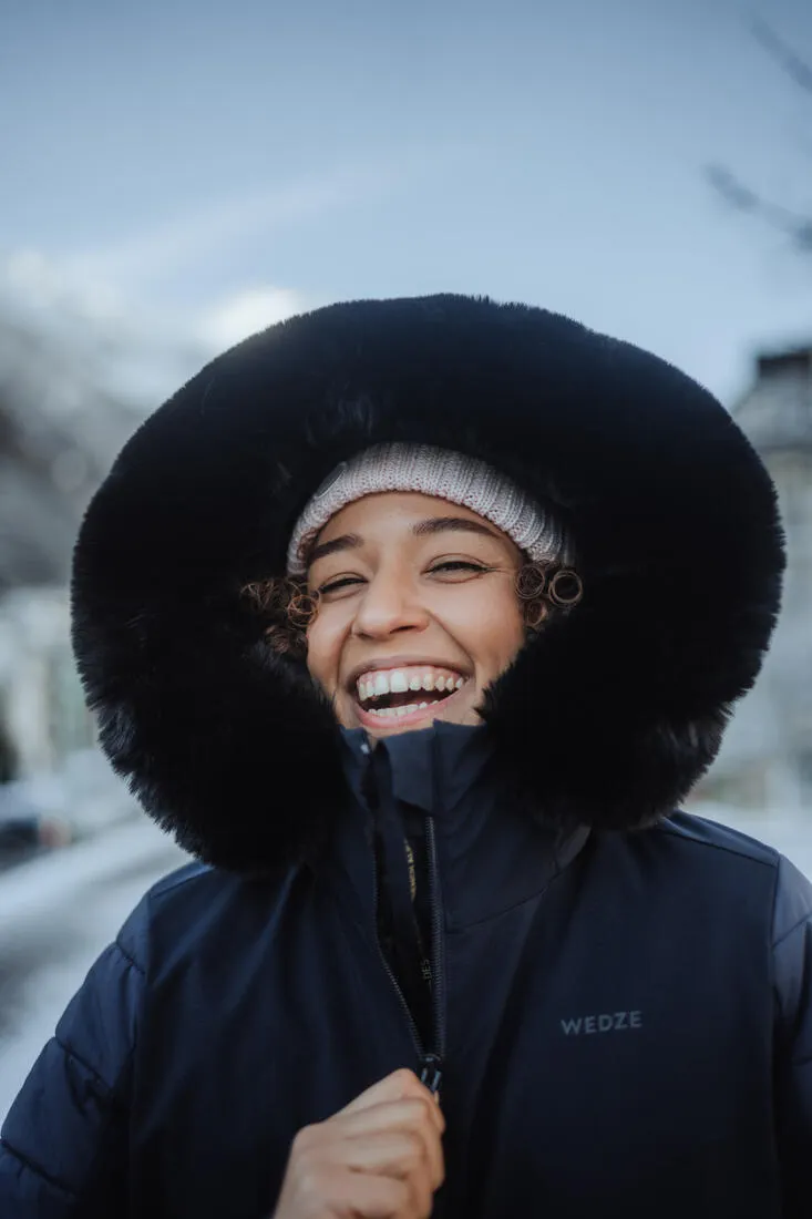 WOMEN’S CABLE-KNIT FUR WOOL SKI HAT