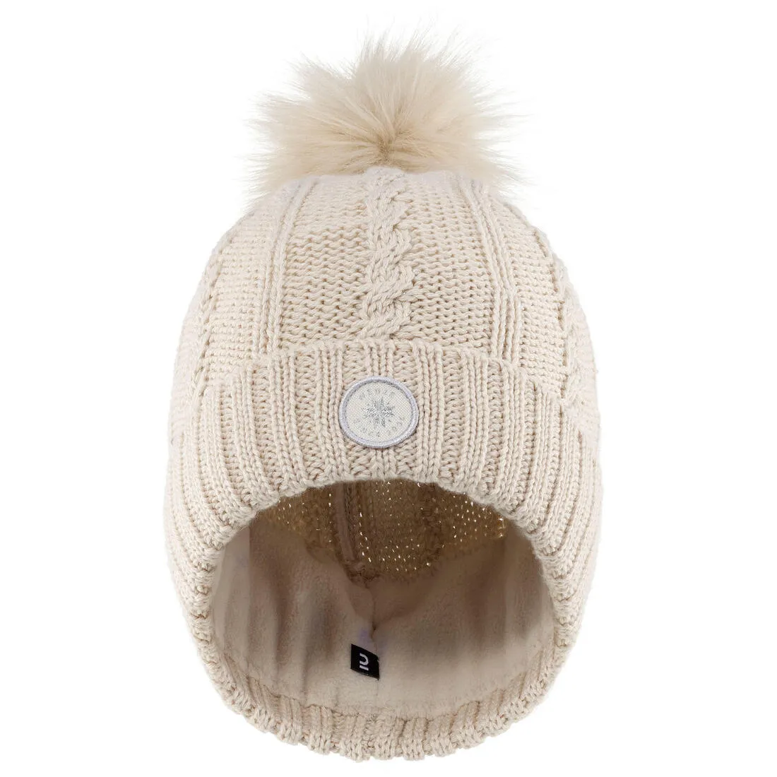 WOMEN’S CABLE-KNIT FUR WOOL SKI HAT