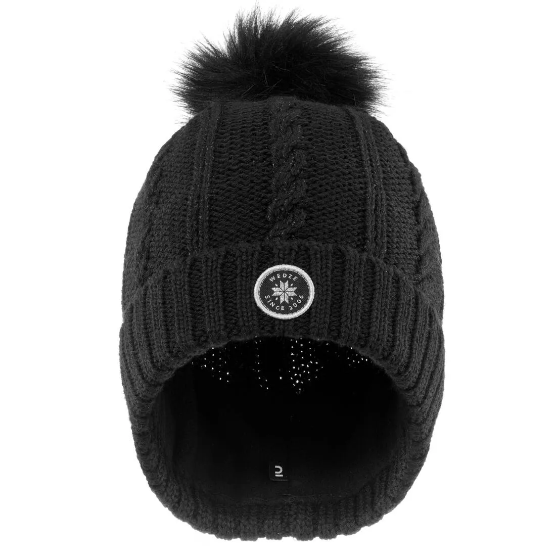 WOMEN’S CABLE-KNIT FUR WOOL SKI HAT