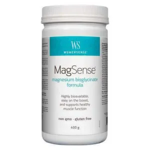 WomenSense MagSense Magnesium Bisglycinate Powder 400 Grams, Lemon Lime