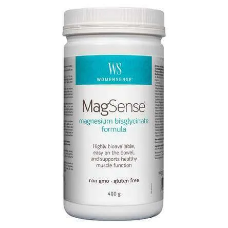 WomenSense MagSense Magnesium Bisglycinate Powder 400 Grams, Lemon Lime
