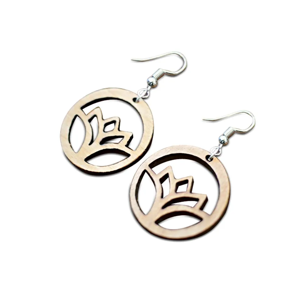 Wood Lotus Flowers Earrings from The Wood Reserve