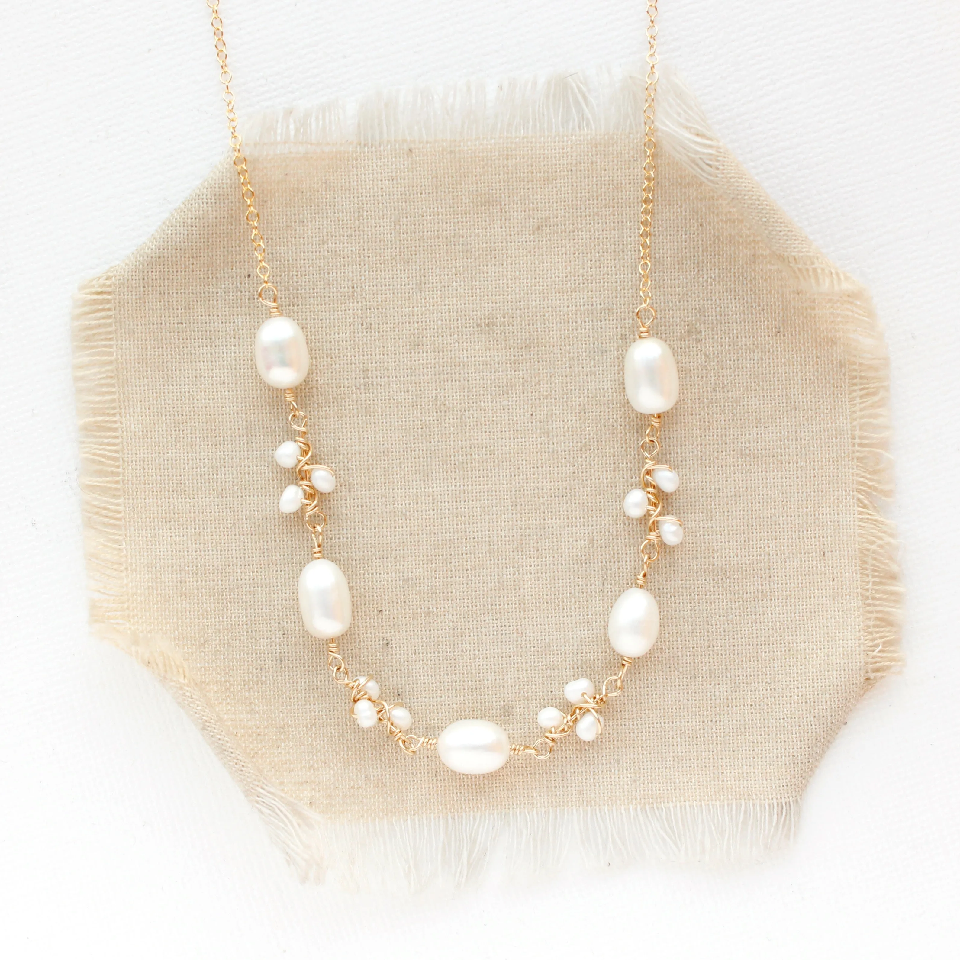 Wrapped Pearl Vine Gold Necklace