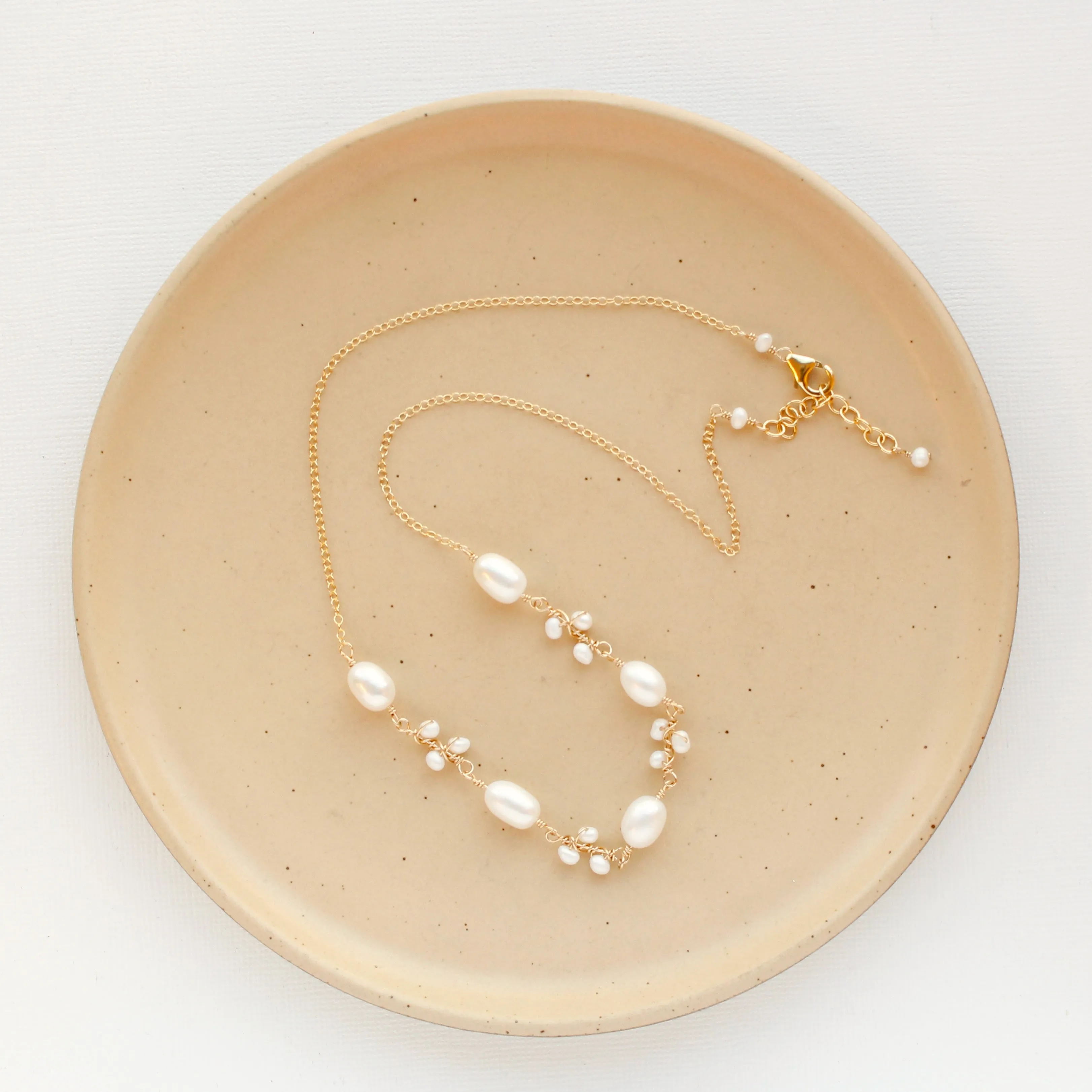 Wrapped Pearl Vine Gold Necklace
