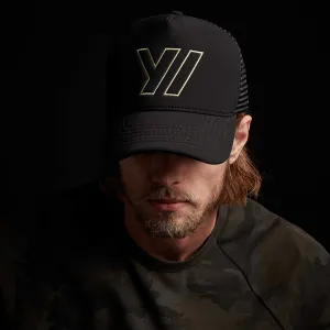 Y/ Outline Embroidery Hat - Black