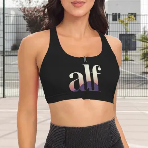 Zipper Front Cross Back Sports Bra